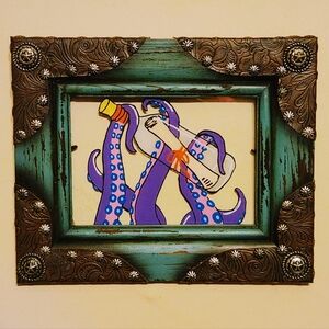 Original glass painting on upcycled frame